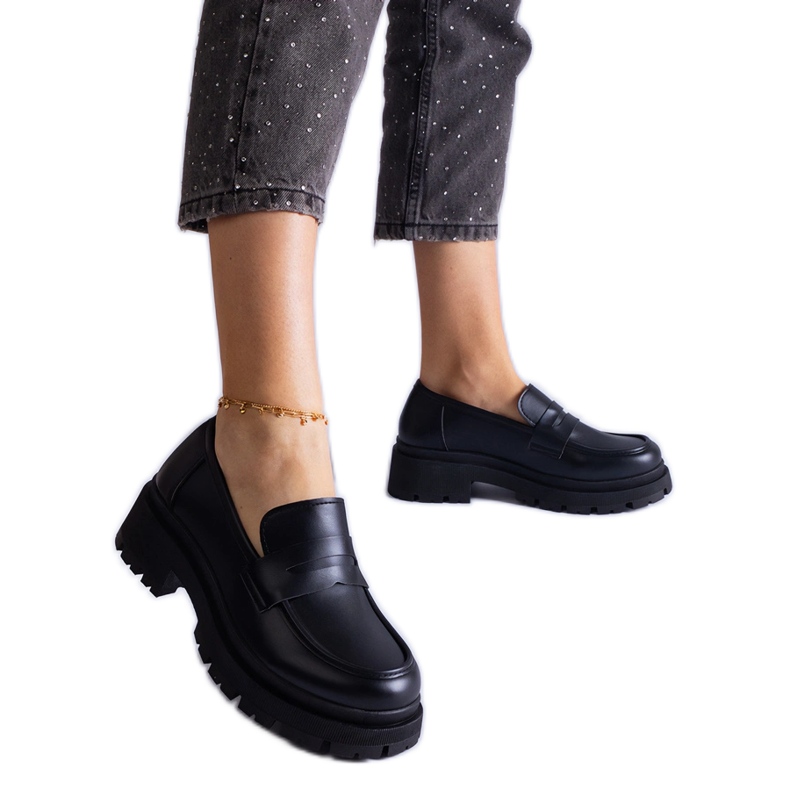 Fekete öko-bőr mokaszinok