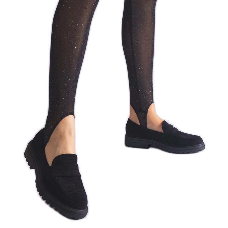 Fekete áttört naplopók eco velúrból