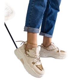 Bézs színű, csillámos női tornacipő Bézs színű, csillámos női tornacipő