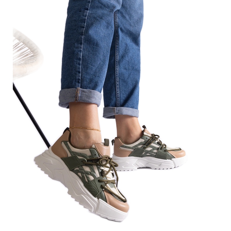 Női zöld és bézs színű tornacipő