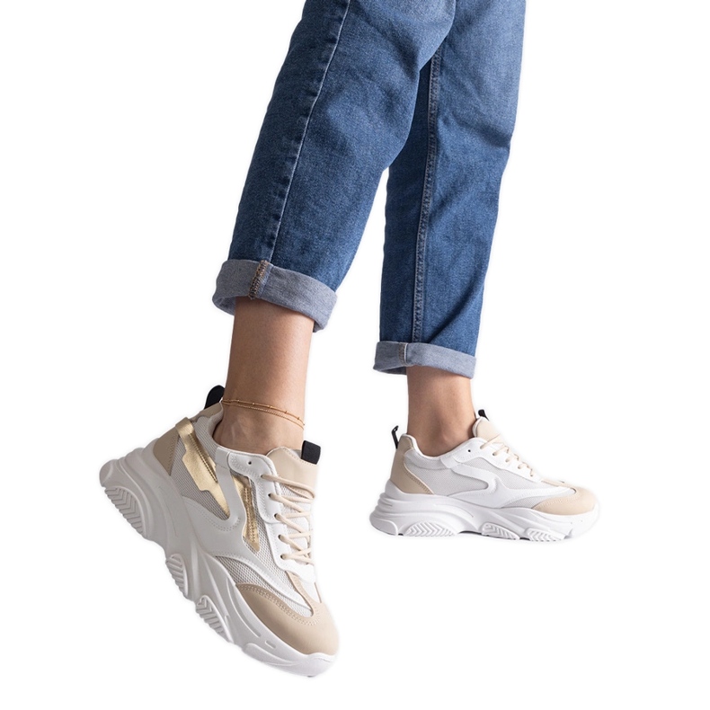 Bézs és arany színű női tornacipő