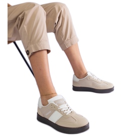 Bézs színű platform tornacipő varrással