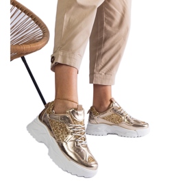 Arany női cipők csillogó betétekkel aranysárga Arany női cipők csillogó betétekkel aranysárga