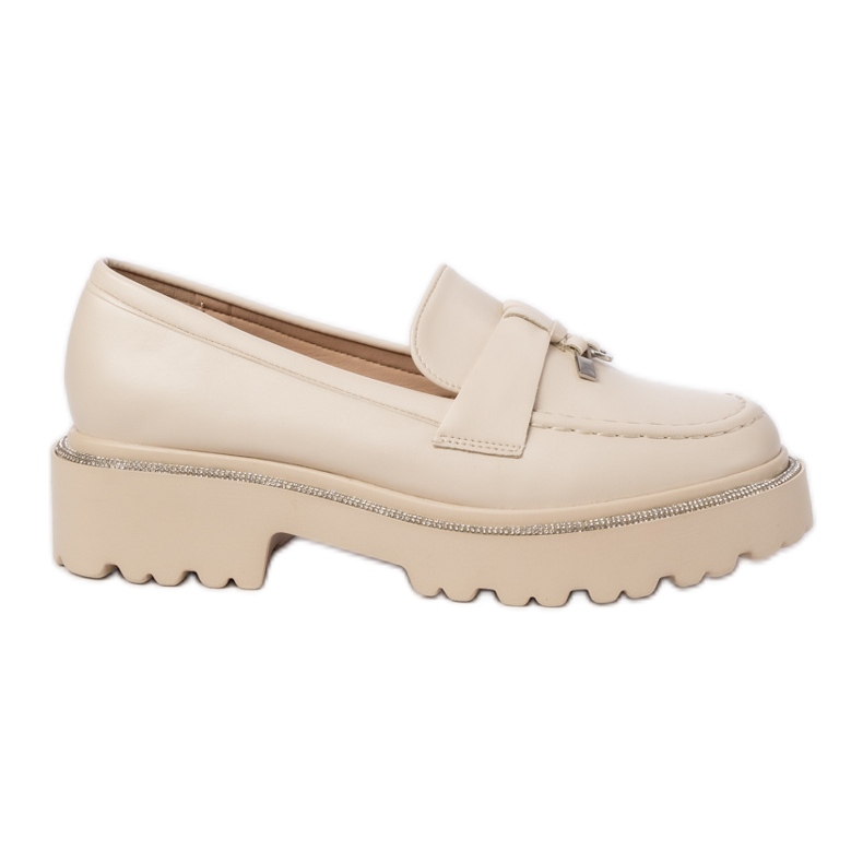 Női öko -bőr lokkok rojtokkal bézs