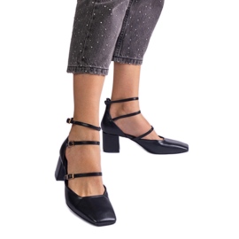 Fekete szivattyúk az oszlopon csatokkal Fekete szivattyúk az oszlopon csatokkal