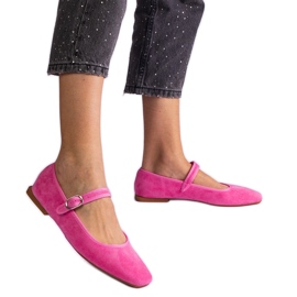 Sötét rózsaszín balerinák csatával és négyzet alakú lábujjjal