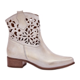 ZAZOO 3404 OpenSwork Boots alacsony, kekszett bőrből törölt aranysárga ZAZOO 3404 OpenSwork Boots alacsony, kekszett bőrből törölt aranysárga