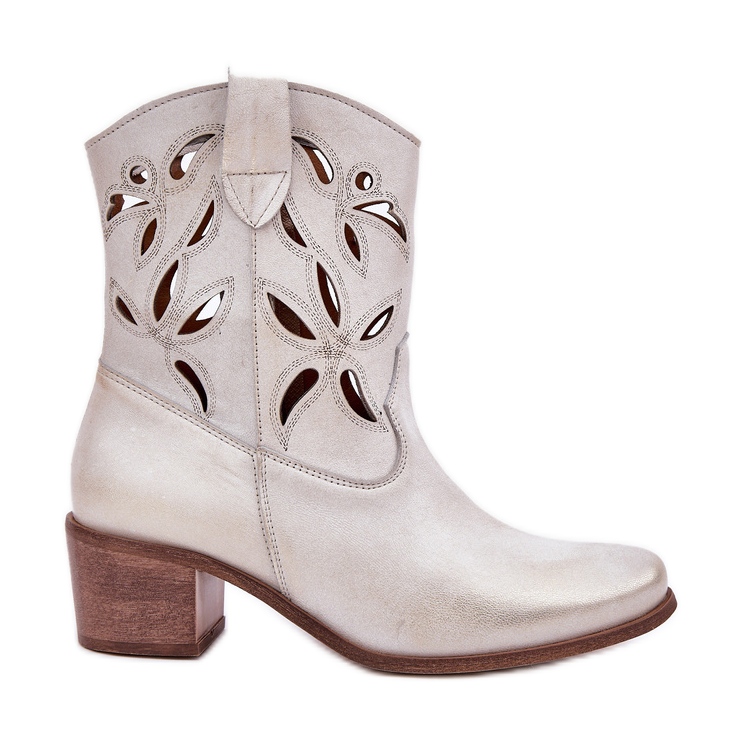 Nyílt bőr magas sarkú cipő Zazoo 3621 Zloty törölt aranysárga