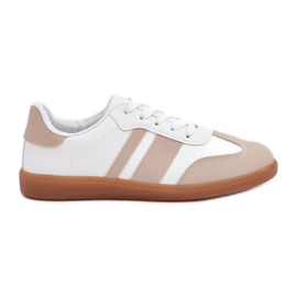 Alacsony női cipők öko bőr bézs és fehér Alacsony női cipők öko bőr bézs és fehér