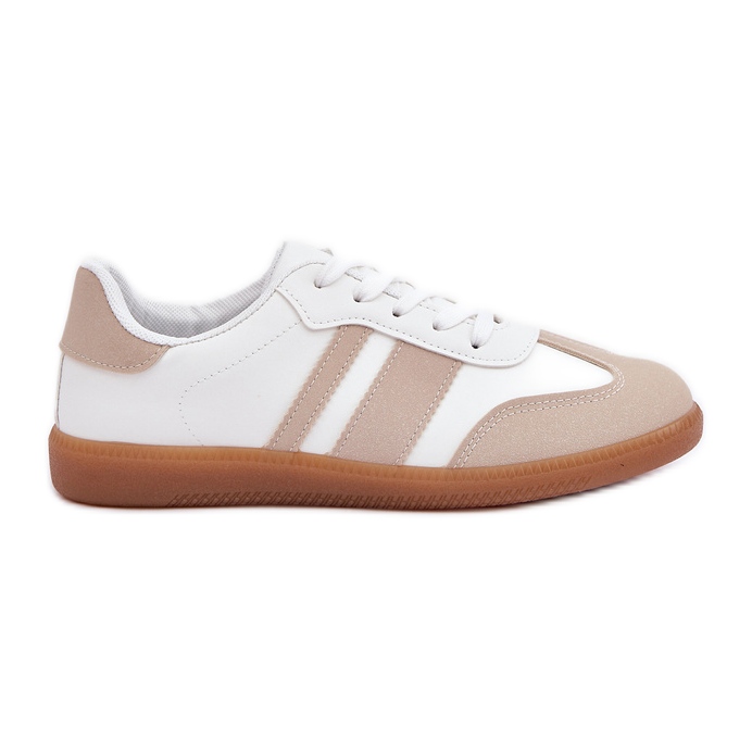 Alacsony női cipők öko bőr bézs és fehér