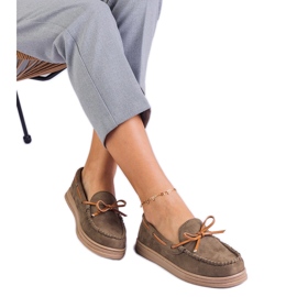 Zöld női cipők ekozamszból íj