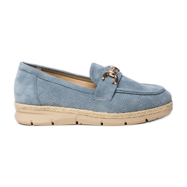 Perforált női cipők kék dekorációval Perforált női cipők kék dekorációval