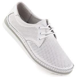 Bőrcipő perforált, kényelmes fehér t.sokolski W25-01