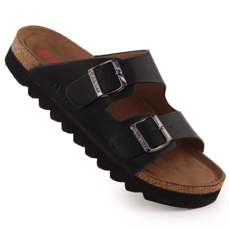 Big Star Férfi papucs flopok A fekete csatokhoz beállítható nagy csillag NN174531