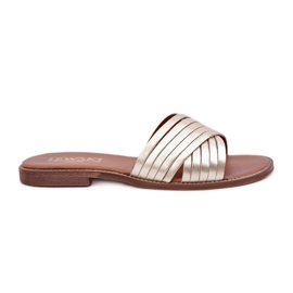 Lewski Shoes Bőr női Lewski cipő 3682 PLN aranysárga