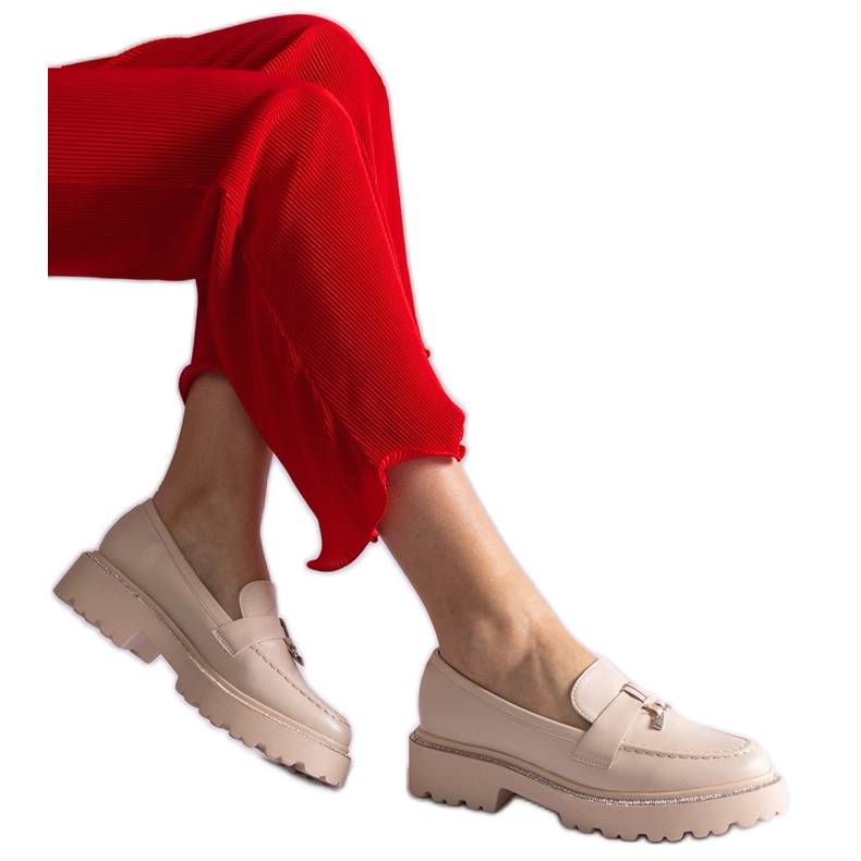 Bézs -öko -lenercipők cirkonokkal díszítve