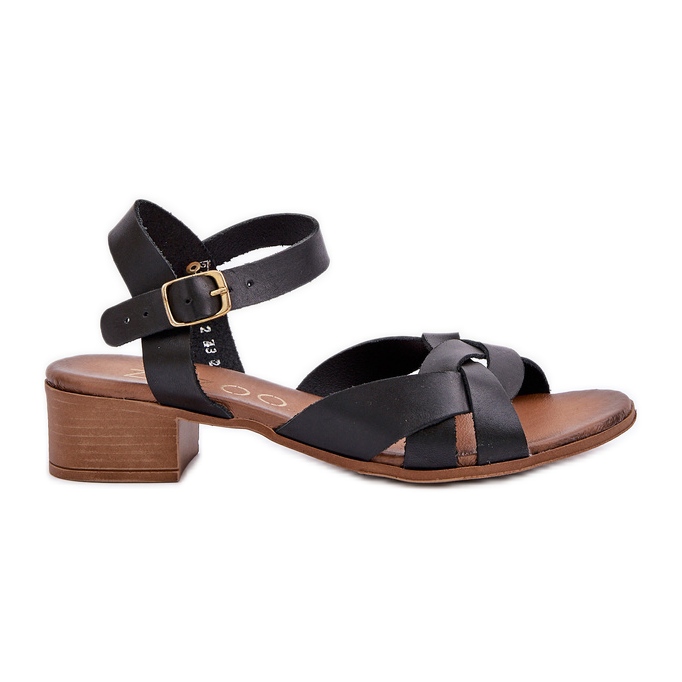 Bőr szandál finom sarokú zazoo 40372 fekete
