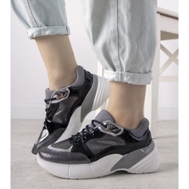 D/GMR Fekete cipők magas talppal Rude ezüst