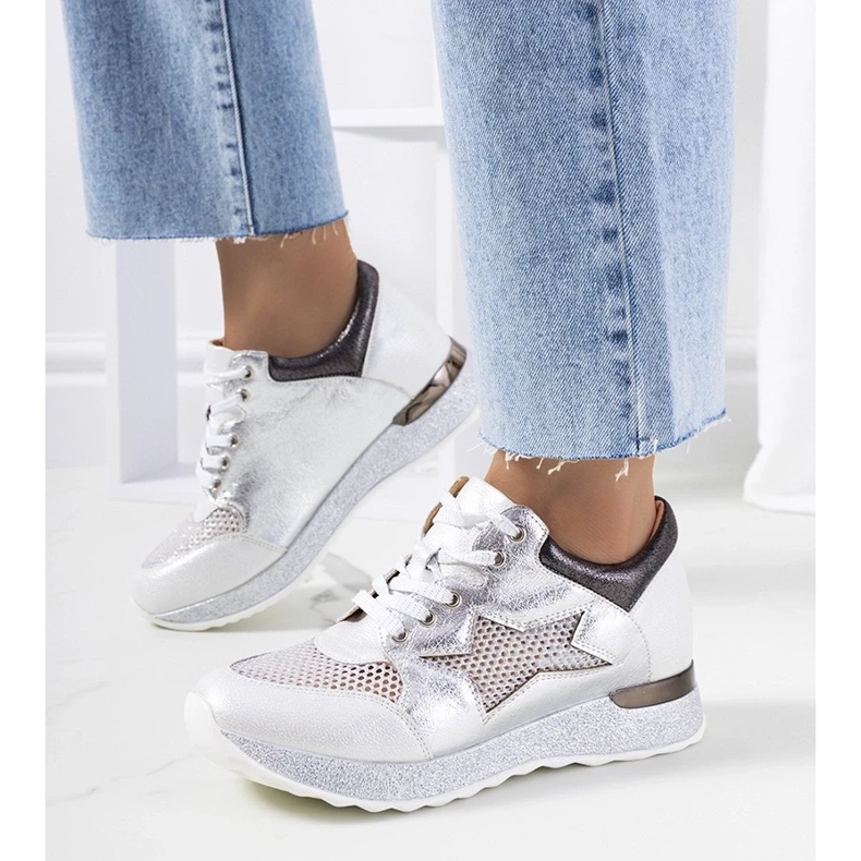 D/GMR Fehér fémes sportcipő csipke -Up cipők nyitott Torres