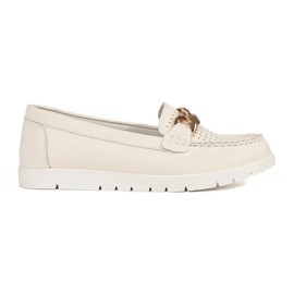 Goodin Bőrfényes bézs láncolók lánccal a peronon