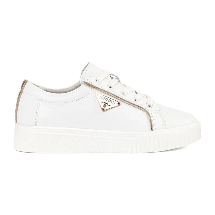 Goodin Bőrfehér cipők egy vastag talpon