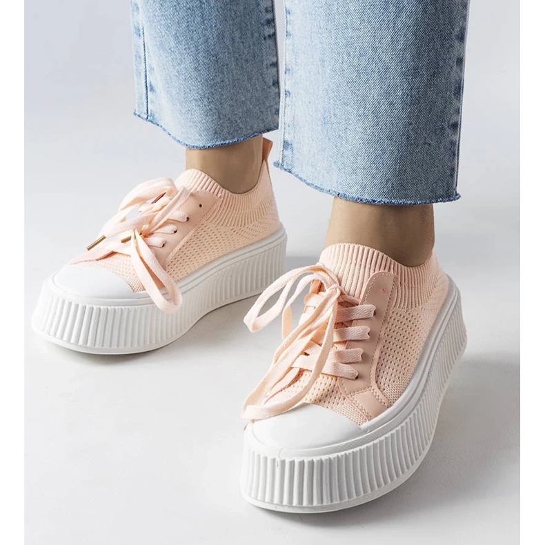 D/GMR Rózsaszín szövet tornacipő a Mallus platformon