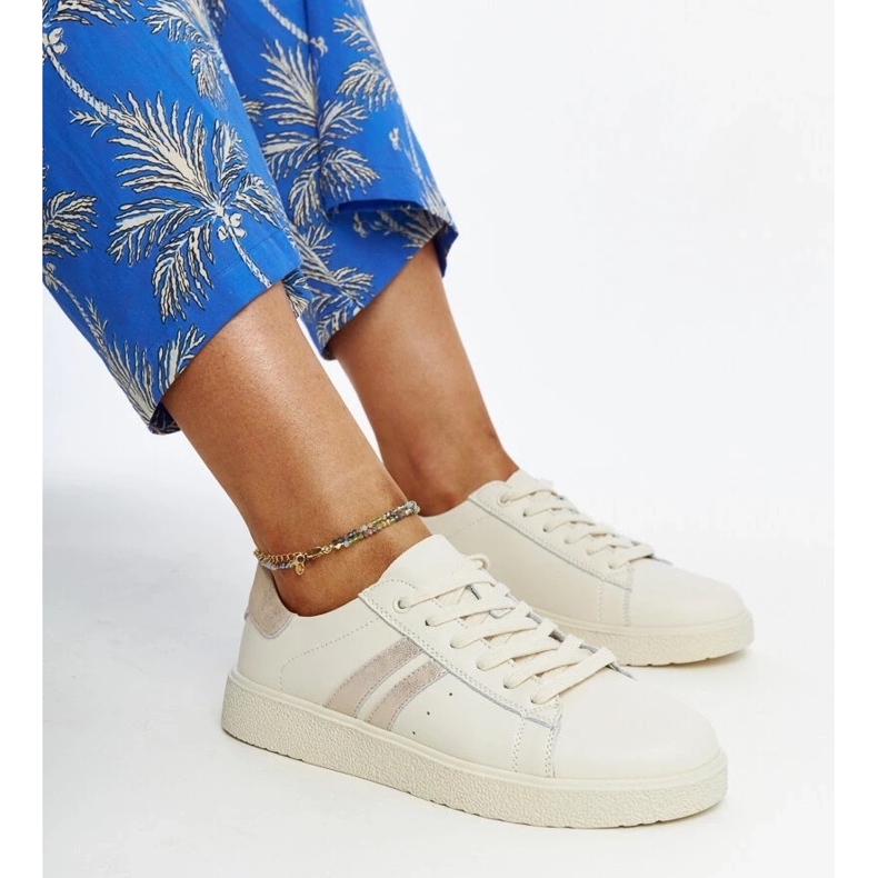 D/GMR Camilla bézs bőr fűzős tornacipő