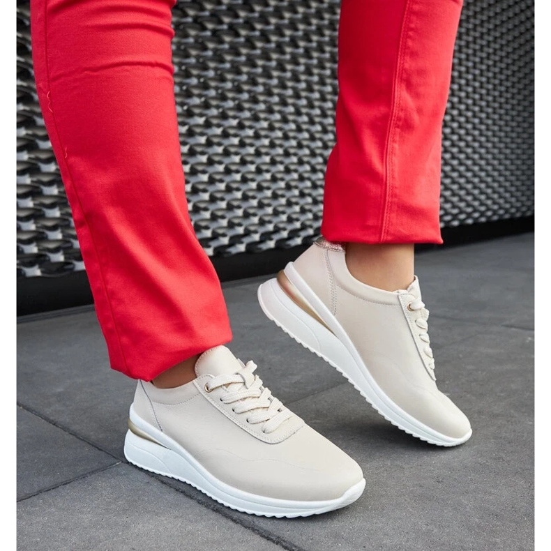 D/GMR Federico bézs színű bőr tornacipő D/GMR Federico bézs színű bőr tornacipő