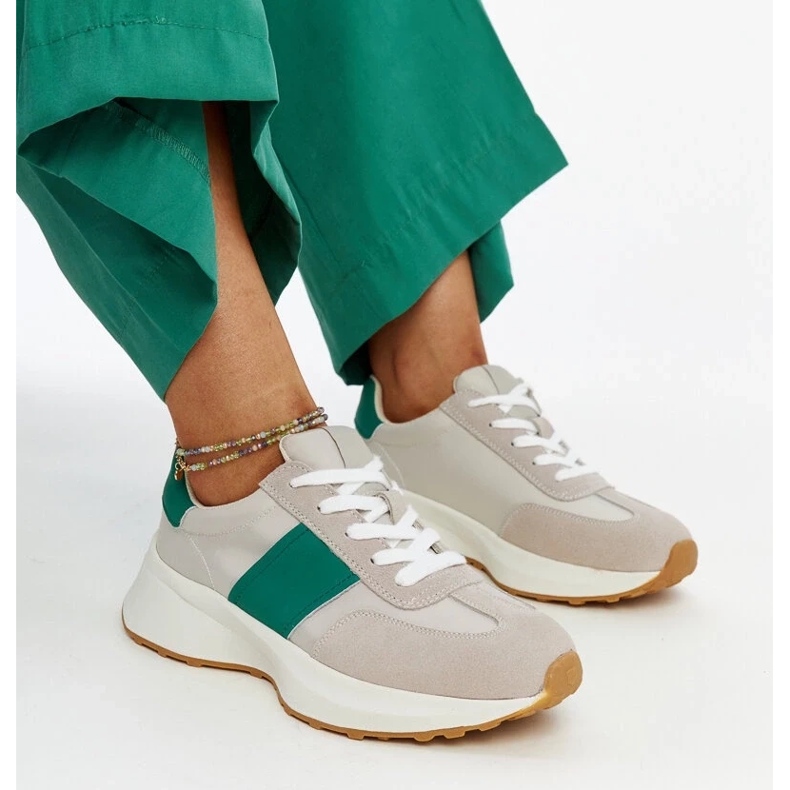 Szürke és zöld Ganim bőr tornacipő