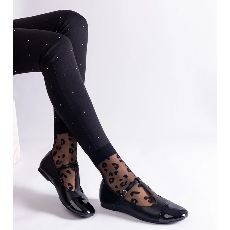 D/CEO Fekete balett lapos lakkozott orrral, Gloriana csattal rögzítve