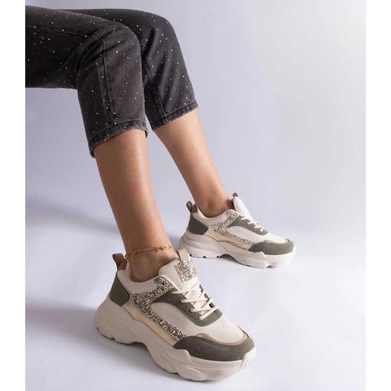 D/CEO Zöld tornacipő csillogó Clorinda betétekkel