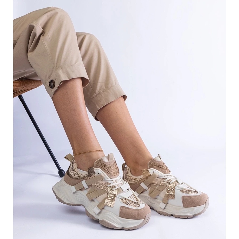 D/CEO Bézs színű tornacipő arany Candra betétekkel