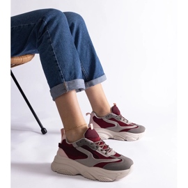 D/CEO Gesztenyebarna és szürke női Milenka tornacipő piros