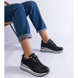 D/CEO Fekete, csillámmal és metál Ursula betéttel díszített platform tornacipő