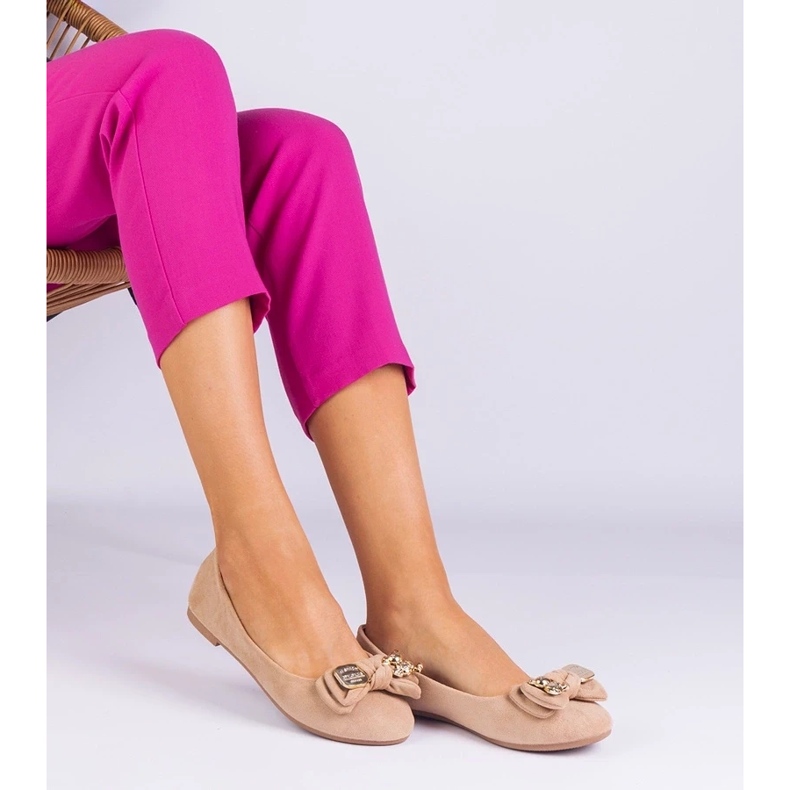 D/CEO Bézs klasszikus balerinák Masol íjjal