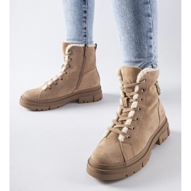 D/CEO Bézs színű hőszigetelt bokacsizma Pompei öko-velúrból