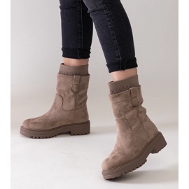 D/CEO Bézs színű felbújós bokacsizma Ralia zoknival D/CEO Bézs színű felbújós bokacsizma Ralia zoknival