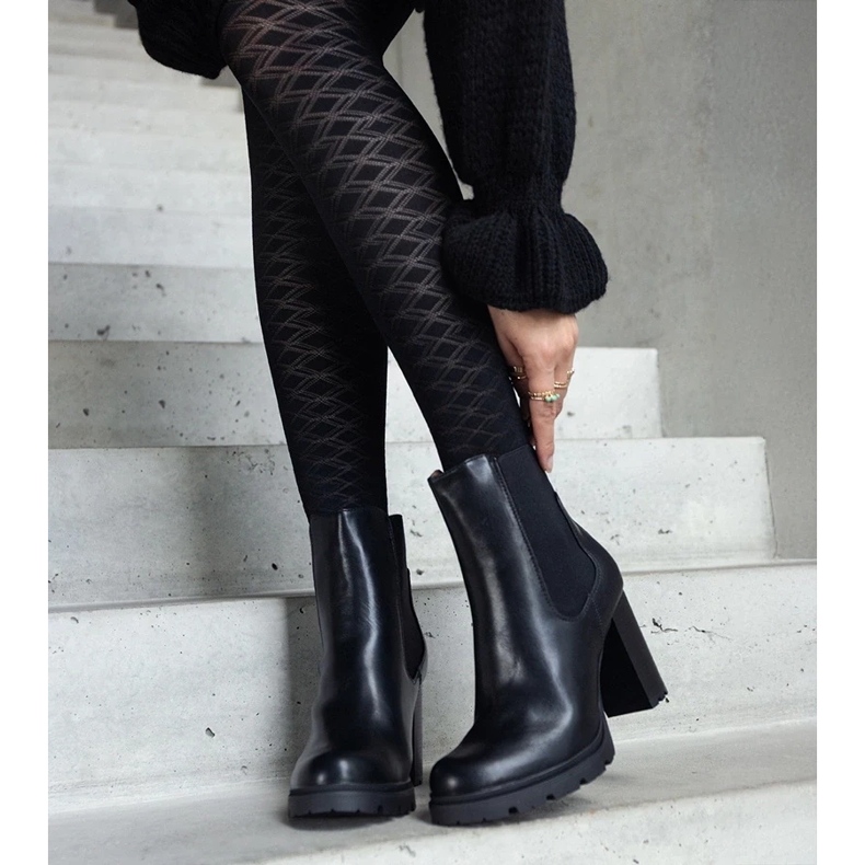 D/CEO Fekete felbújós bokacsizma Motena ökobőrből