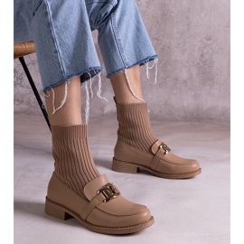 D/CEO Sötétbézs bokacsizma Krisa szövet felsőrésszel D/CEO Sötétbézs bokacsizma Krisa szövet felsőrésszel