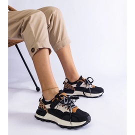 D/CEO Fekete tornacipő Soria állatmotívummal díszítve