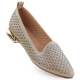 Női cipő egy dekoratív sarokon nyitott bézs potocki sz12574 Női cipő egy dekoratív sarokon nyitott bézs potocki sz12574