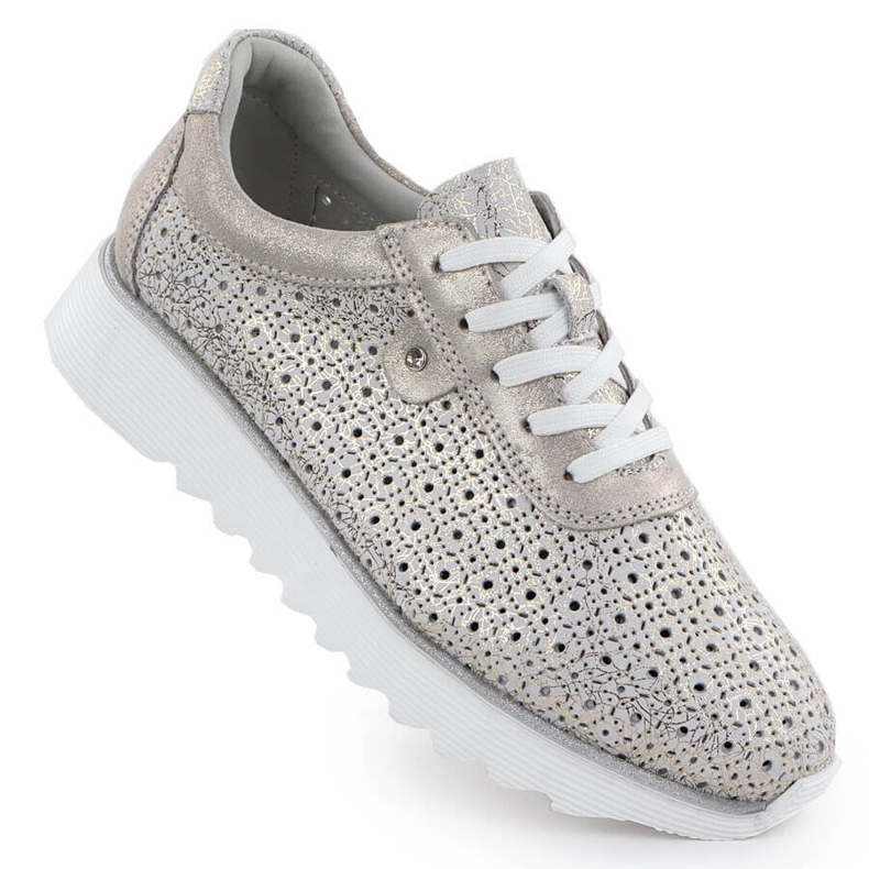 S.Barski Női bőrcipő az OpenWork Platformon Złote S. Barski LR51-927 aranysárga S.Barski Női bőrcipő az OpenWork Platformon Złote S. Barski LR51-927 aranysárga