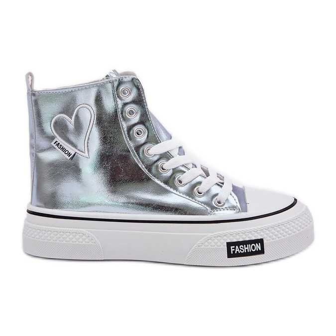 Fémes magas női cipők, szívkékkel Fémes magas női cipők, szívkékkel