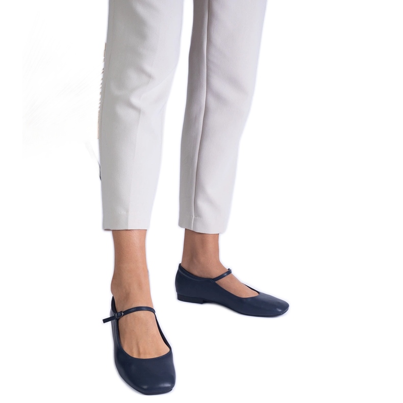 Navy Classic Eco -Leather Ballerinas kék