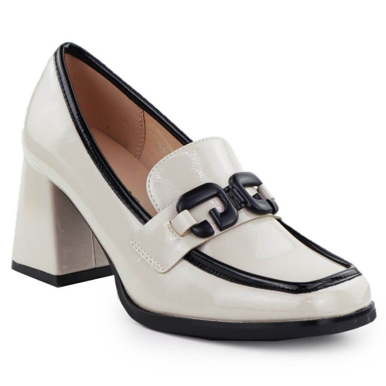 Festett cipő Potocki Sz12553 díszítéssel bézs