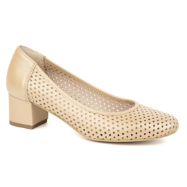 Exquisite OpenSwork Bőrszivattyúk egy stabil sarokon 1622EX BEIGE bézs Exquisite OpenSwork Bőrszivattyúk egy stabil sarokon 1622EX BEIGE bézs