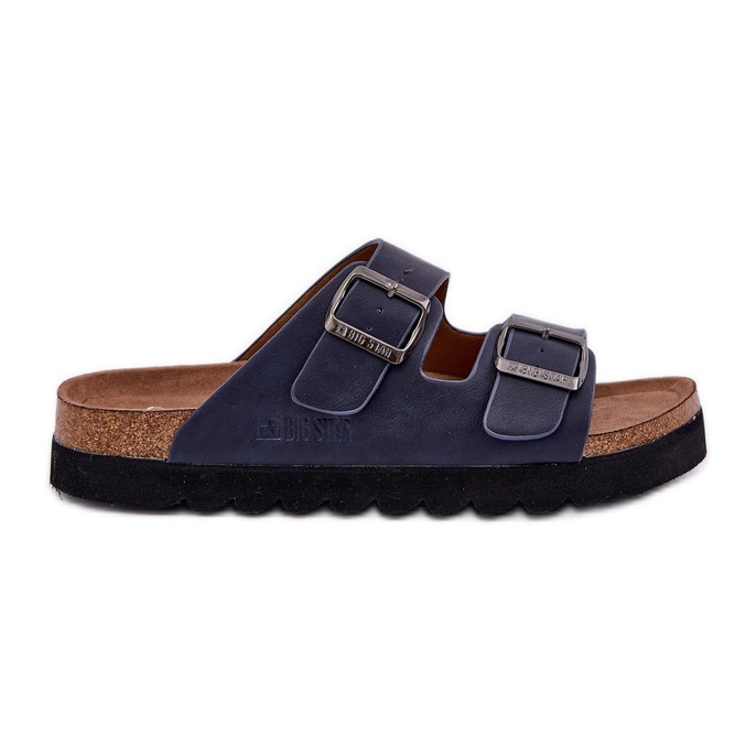 Könnyű férfi papucs öko bőr csatokkal Big Star NN174530 Navy Blue kék