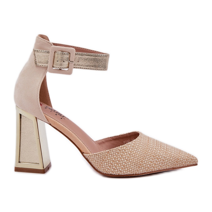 Szandál az oszlopon hegyes lábujjakkal aranysárga