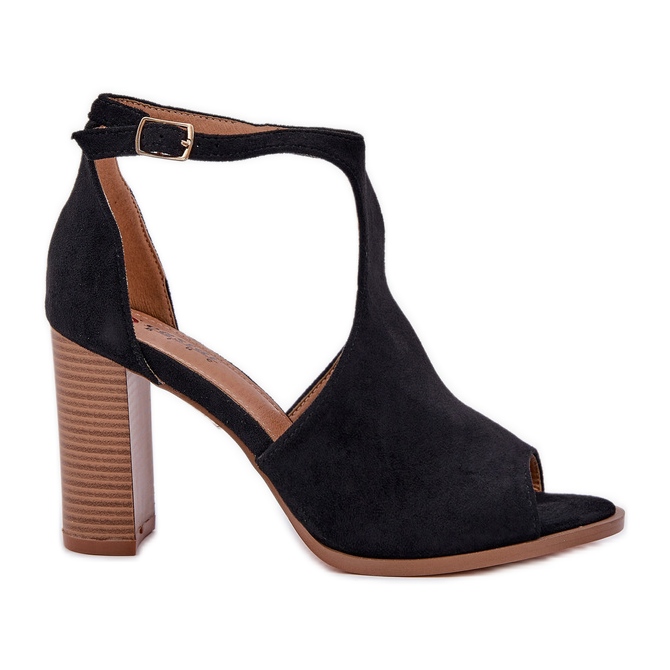 Szandál az öko velúr postán fekete