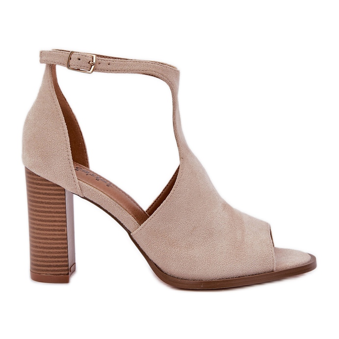 Szandál az öko velúr oszlopon lámpás bézs